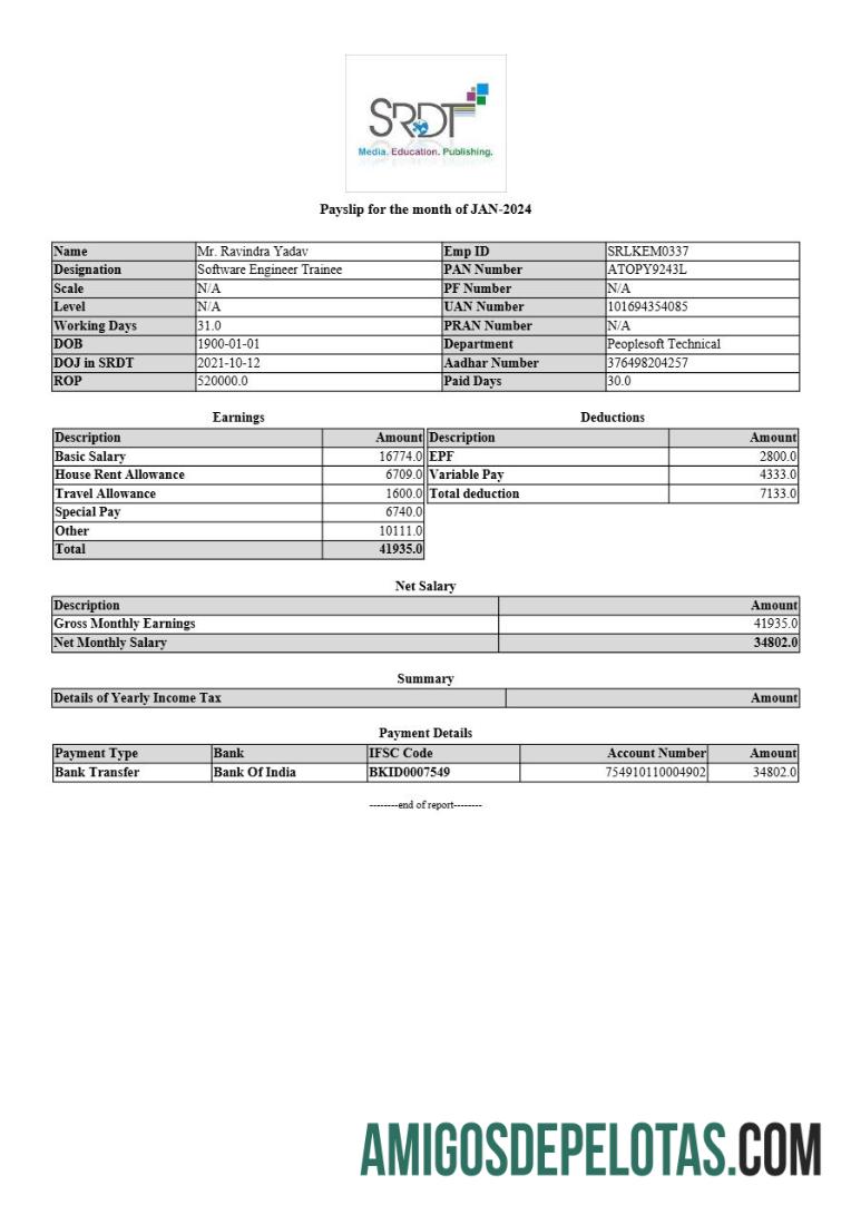 Para download SRDT Media, Education, Publishing Payslip Template em formatos Word e PDF.pdf, 1